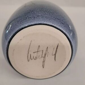 Blue and White Ceramic Sphere with Glossy and Matte Finish